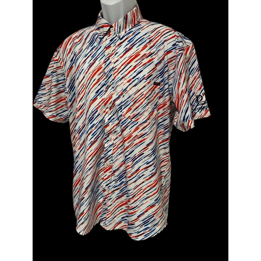 RSVLTS Mens Shirt Dare Mighty Things‎ Button Shirt Red/White/Blue Pattern L - Picture 3 of 9
